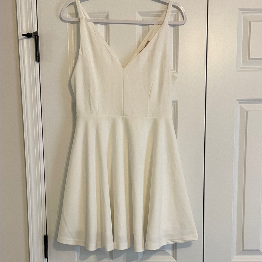 Love Tree Cream V-Neck Fit & Flare Mini Dress